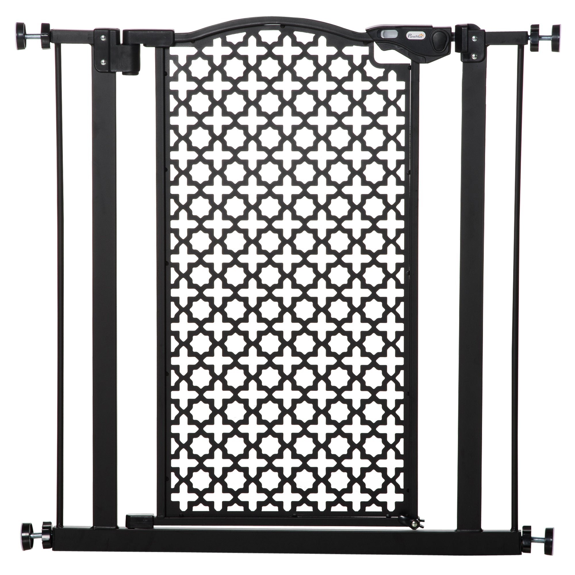 74-80 cm Pet Safety Gate Barrier Stair Pressure Fit with Auto Close and Double Locking for Doorways, Hallways, Black-0