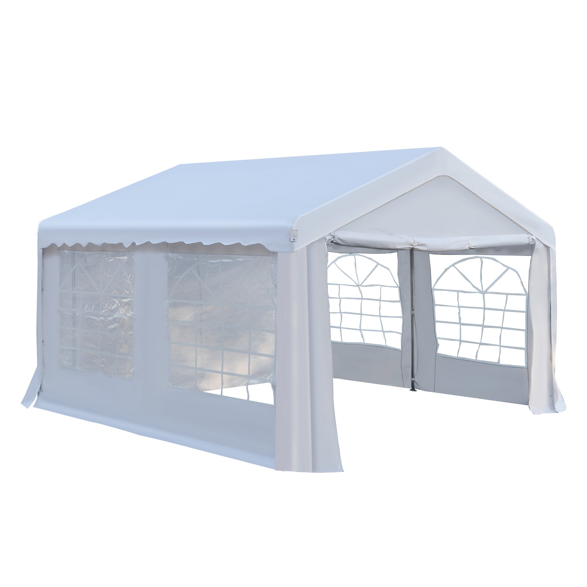 4m x 4 m Party Tents Portable Carport Shelter with Removable Sidewalls & Double Doors, Heavy Duty Party Tent Car Canopy-0