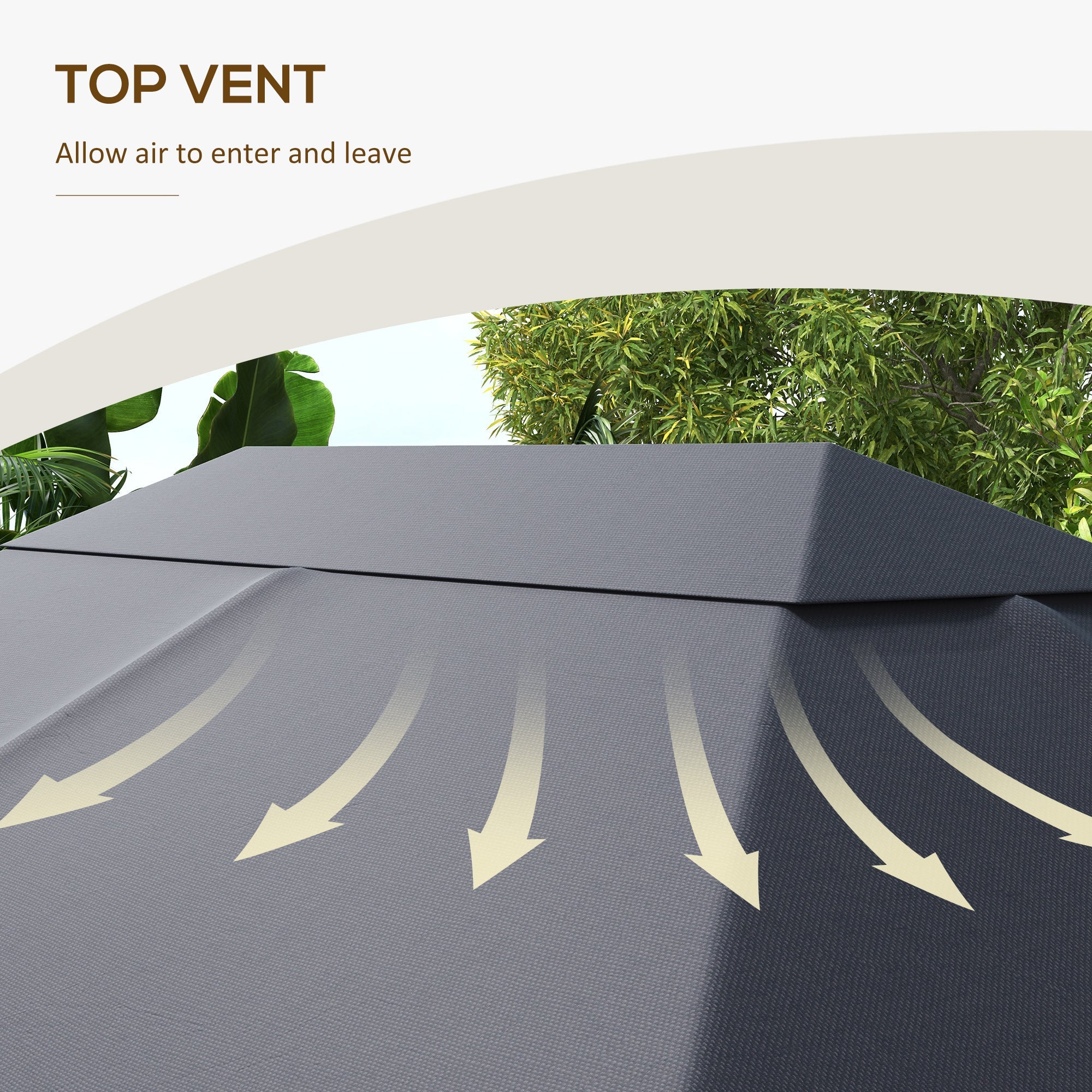 3 x 4m Gazebo Canopy Replacement Cover, Gazebo Roof Replacement (TOP COVER ONLY), Dark Grey-4