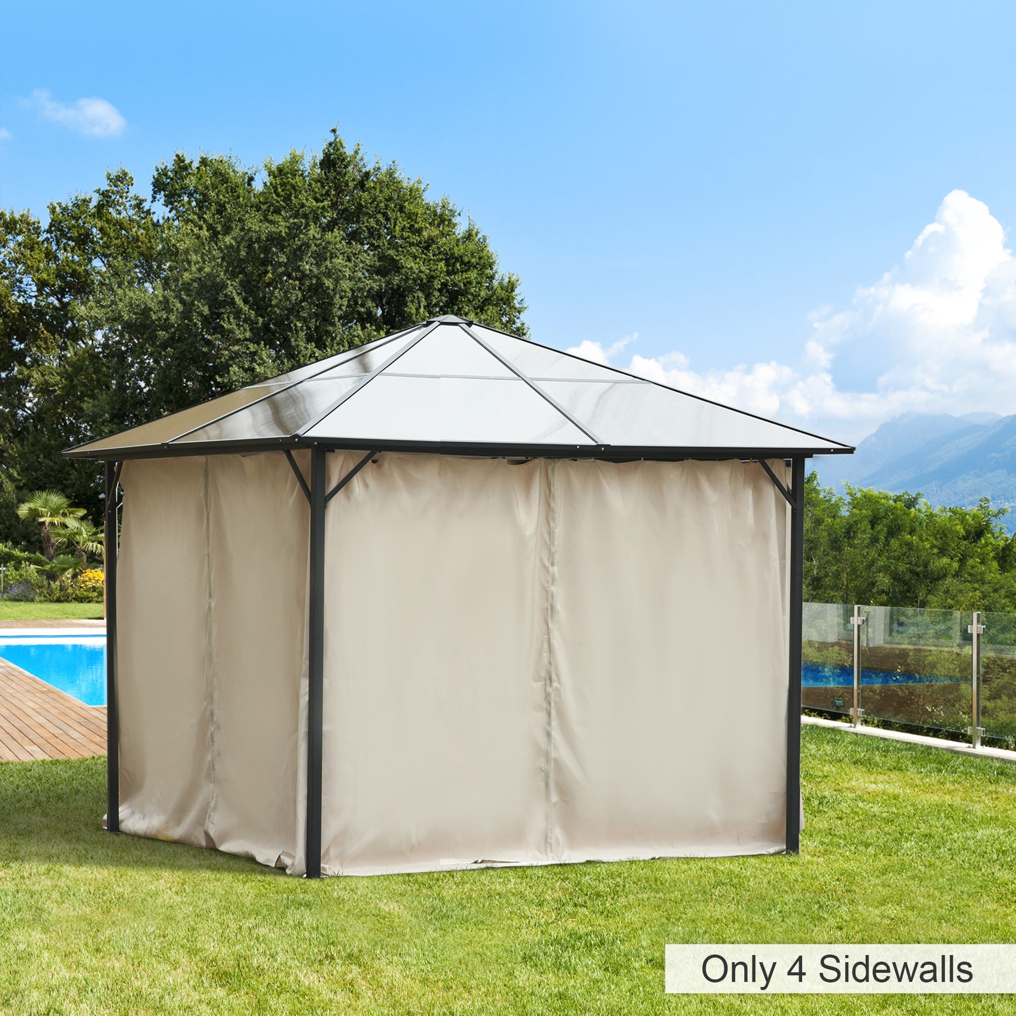 4 Pack Universal Gazebo Replacement Sidewalls Privacy Panel for Most 3 x 3m Gazebo Canopy Pavillion Outdoor Shelter Curtains Beige-1