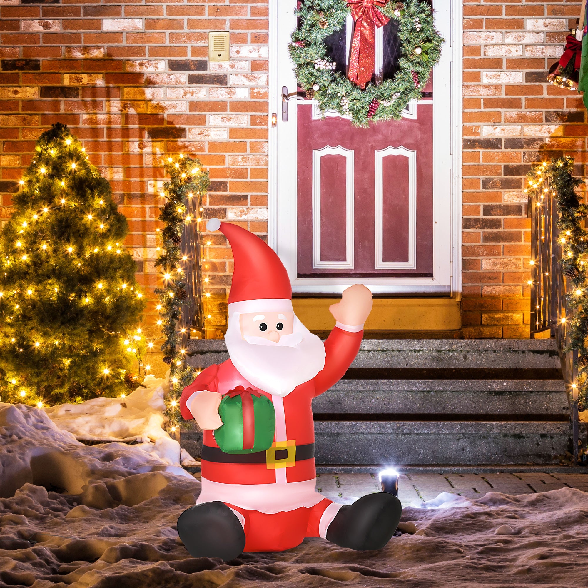 Christmas Inflatable Santa Claus Outdoor Home Seasonal Decoration w/ LED Light-1