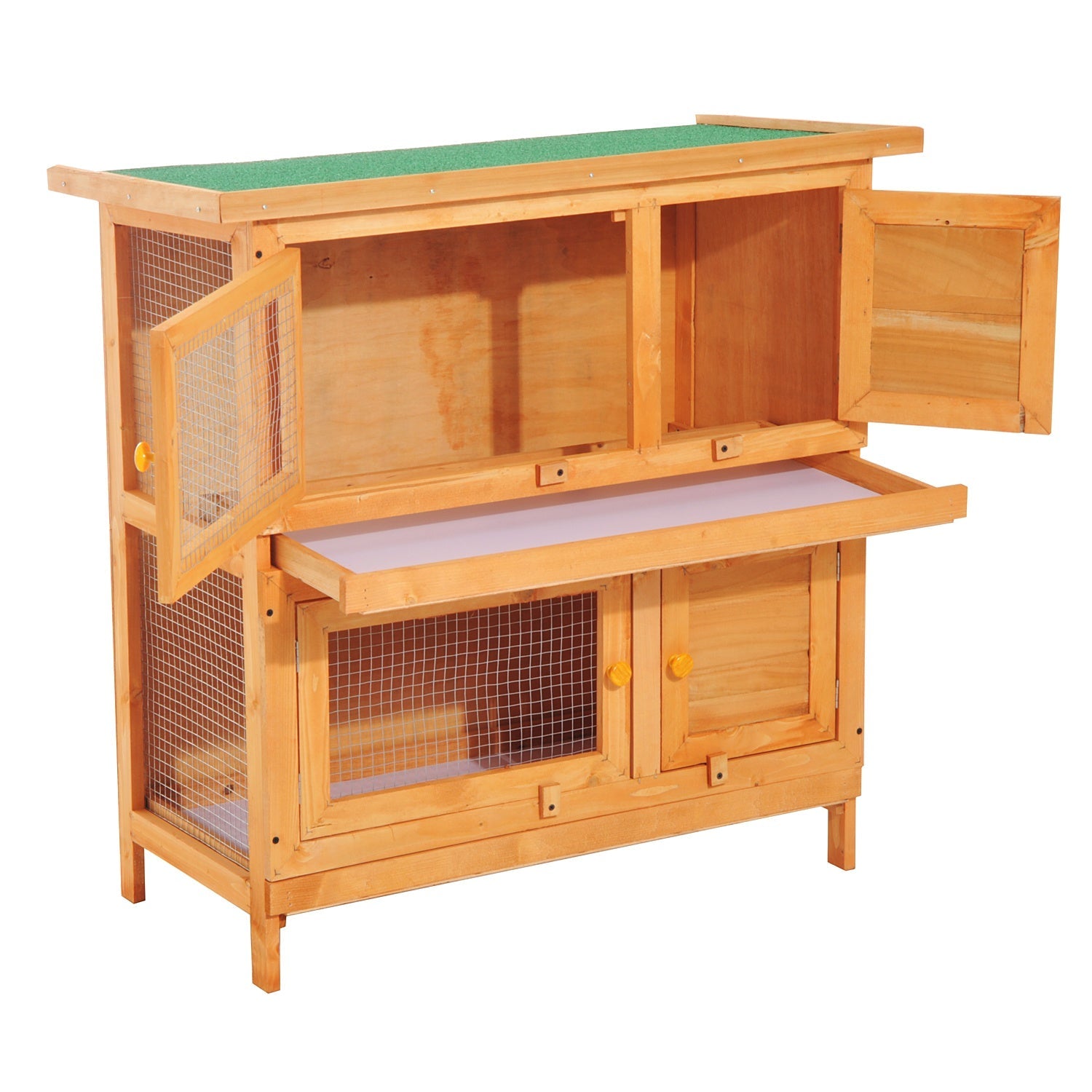 90cm 2 Tiers Rabbit Hutch Wooden Pet Cage W/ Run Bunny House-1