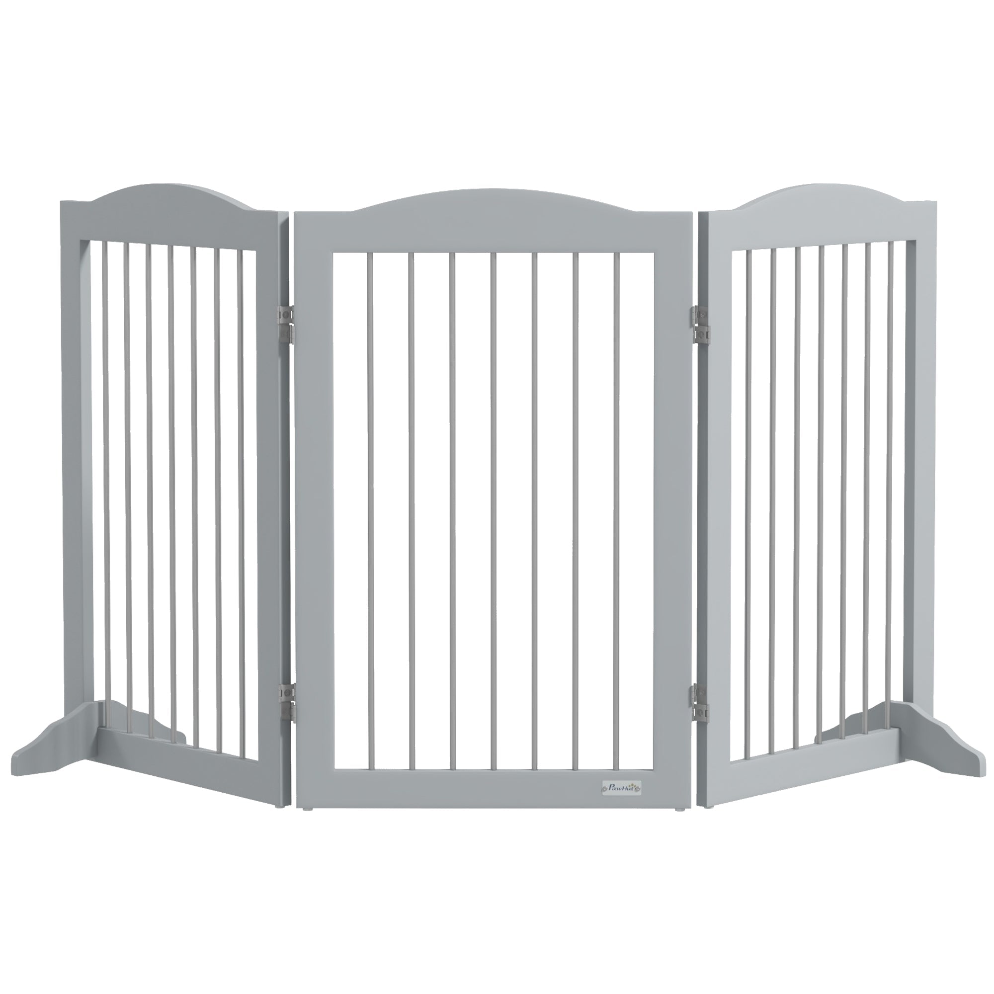 Foldable Dog Gate, Freestanding Pet Gate, with Two Support Feet, for Staircases, Hallways, Doorways - Grey-0