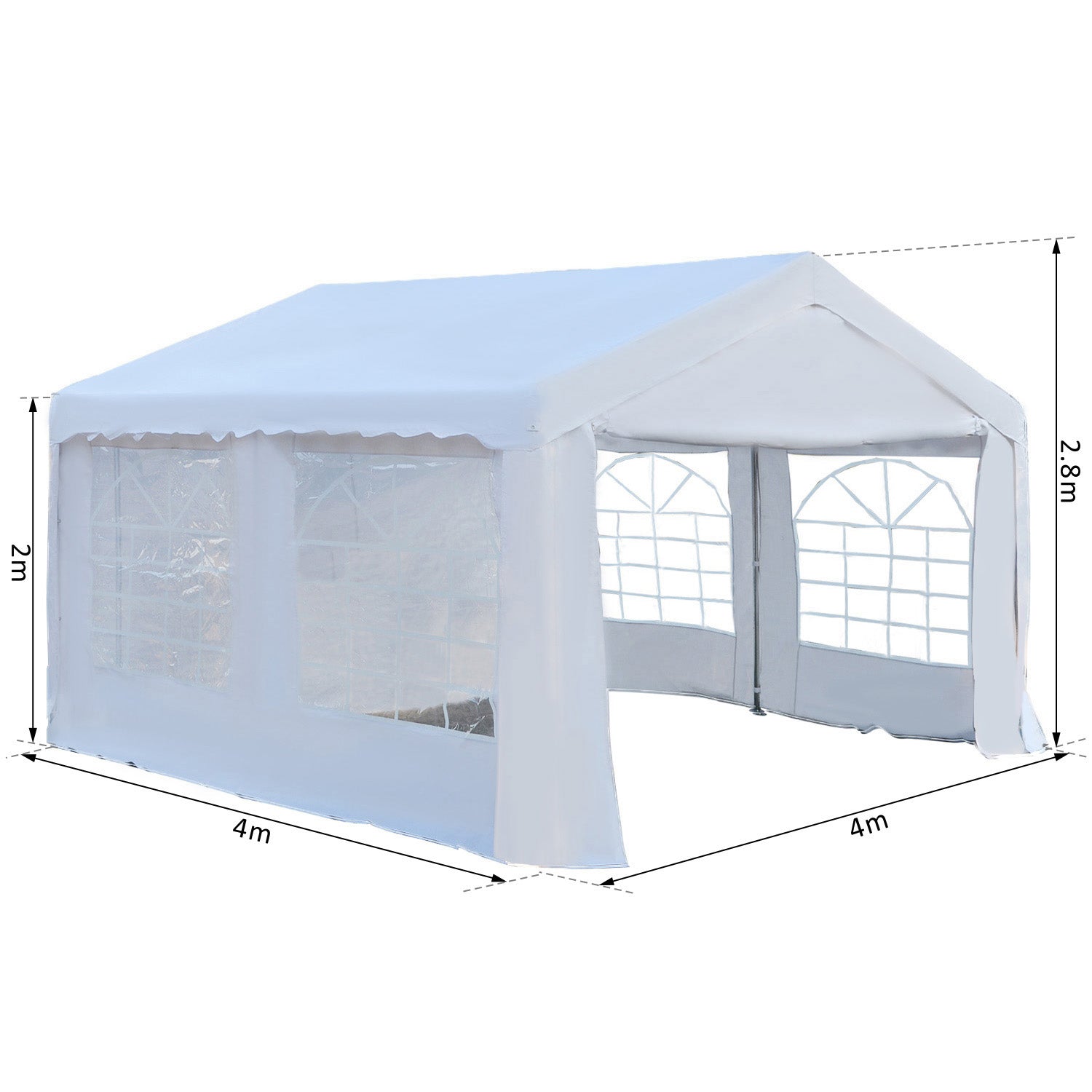 4m x 4 m Party Tents Portable Carport Shelter with Removable Sidewalls & Double Doors, Heavy Duty Party Tent Car Canopy-2