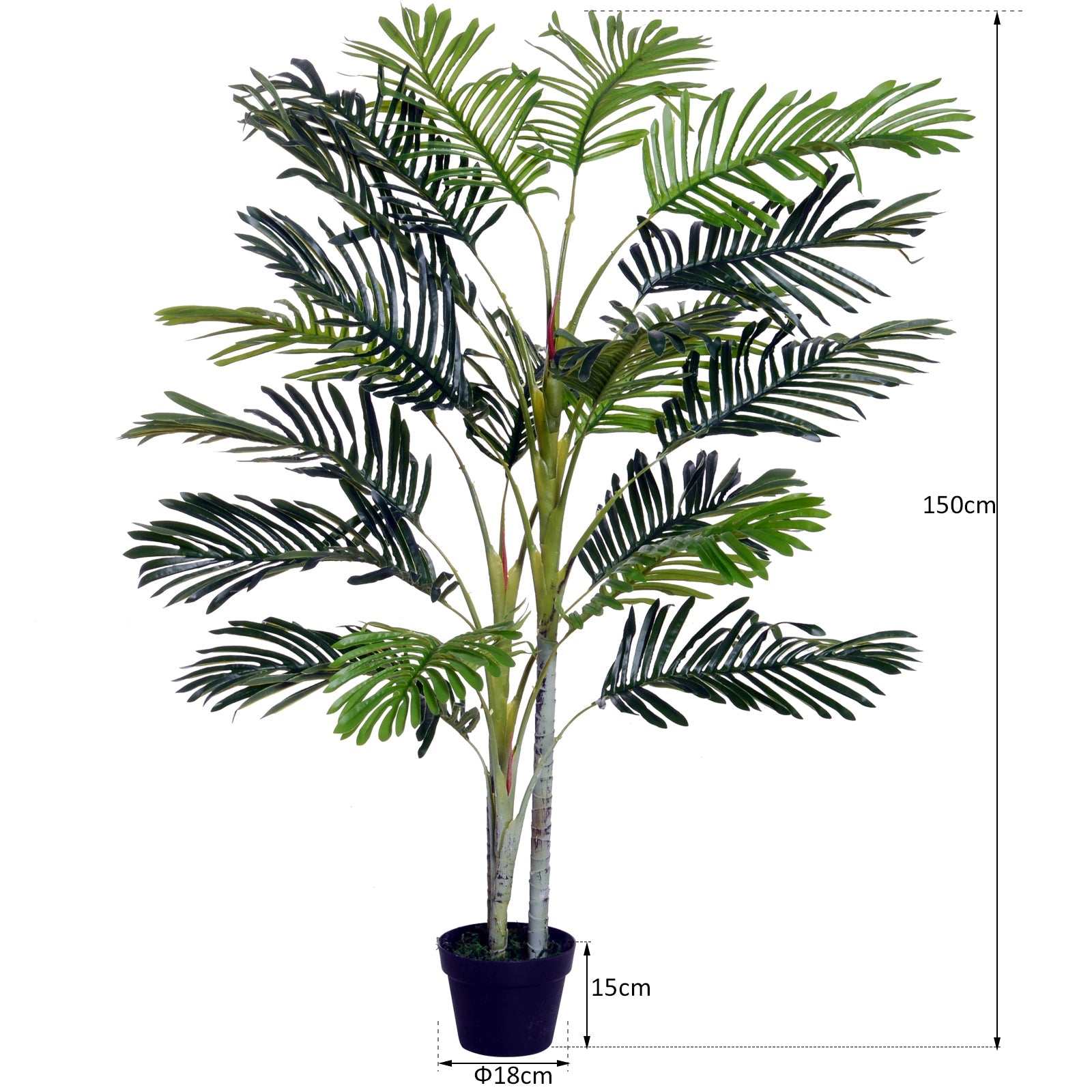 150cm(5ft) Artificial Palm Tree Decorative Indoor Faux Green Plant w/Leaves Home Décor Tropical Potted Home Office-2