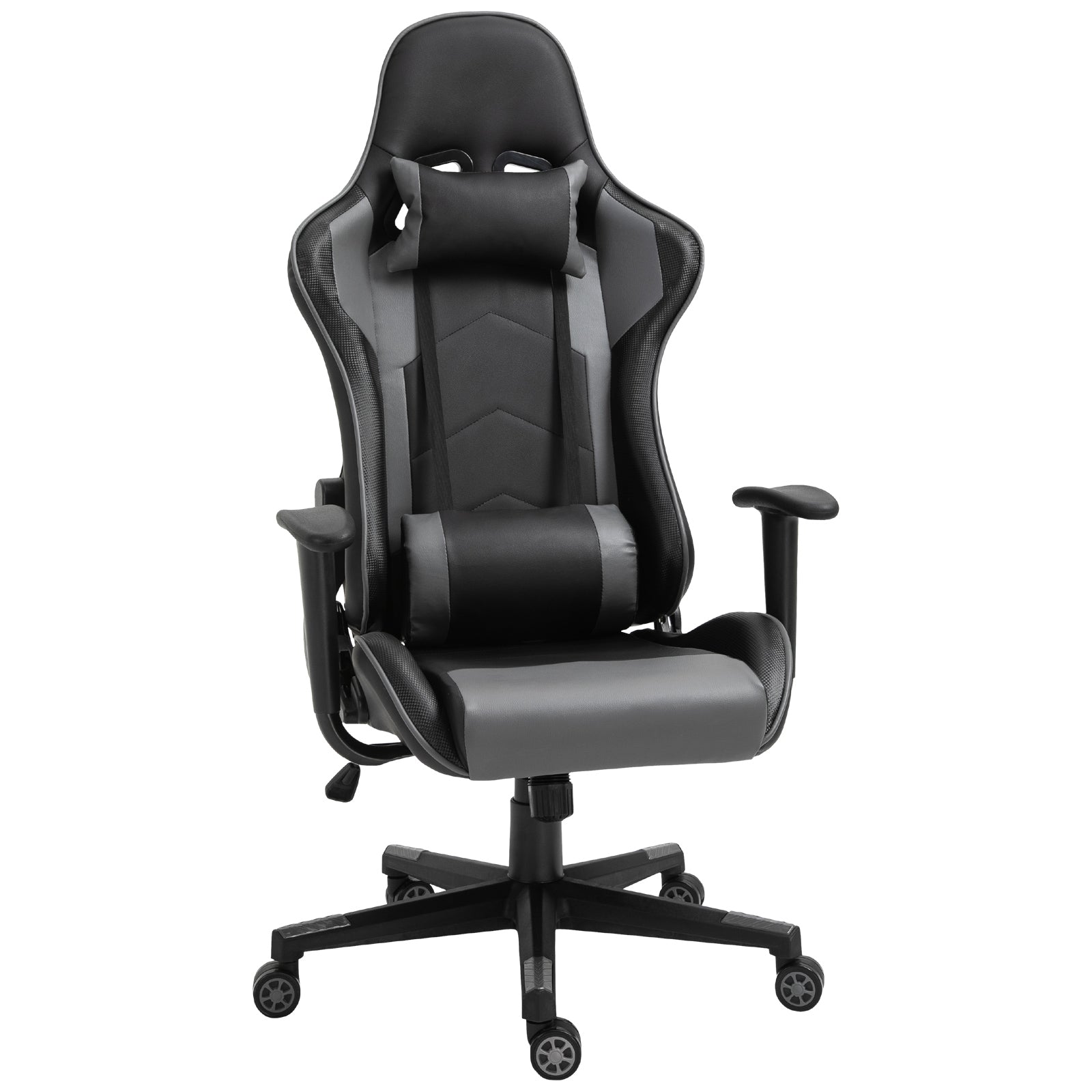 High Back Racing Gaming Chair, PU Leather Reclining Computer Chair with Head Pillow and Lumbar Support, Black-0