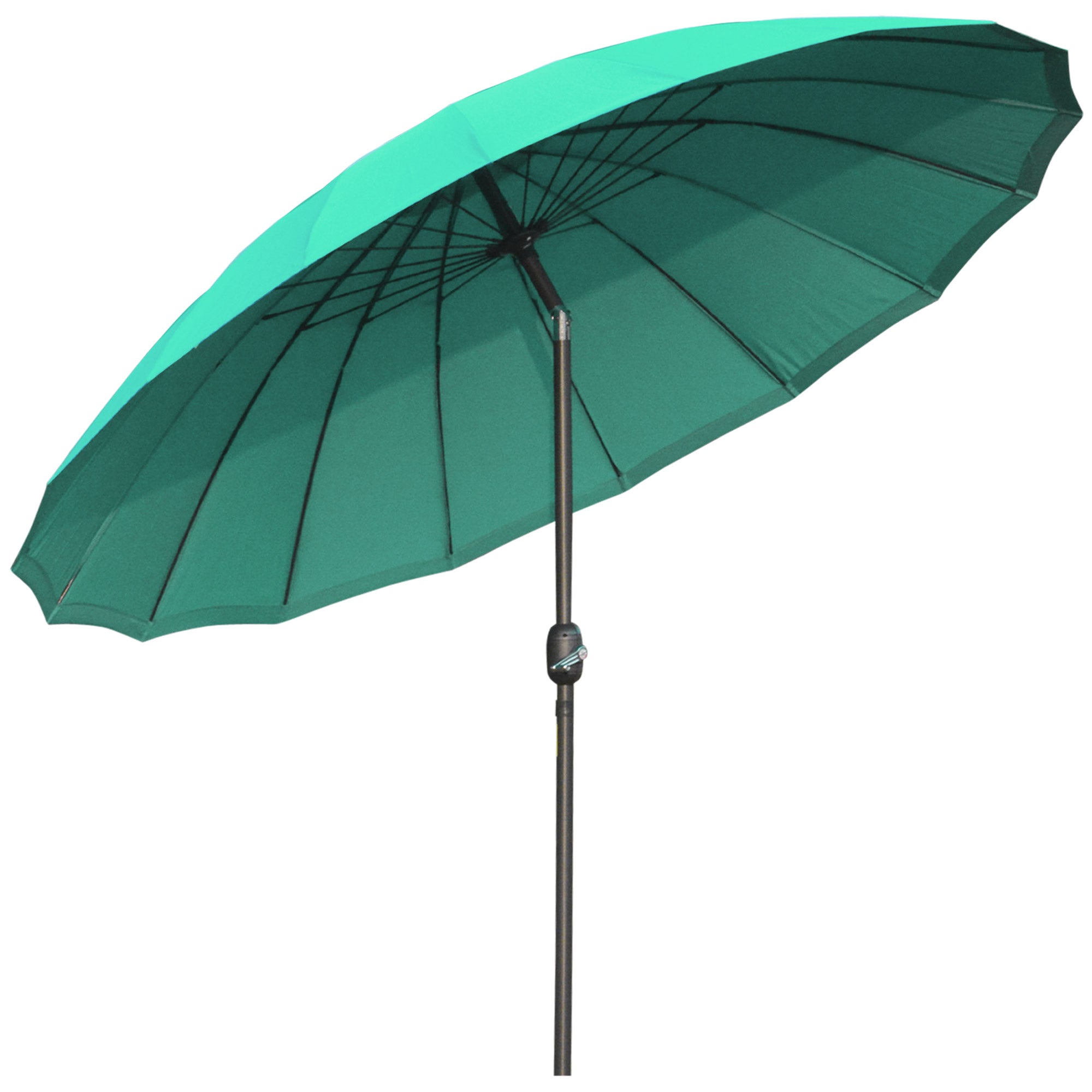 Ф255cm Patio Parasol Umbrella Outdoor Market Table Parasol with Push Button Tilt Crank and Sturdy Ribs for Garden Lawn Backyard Pool Green-0
