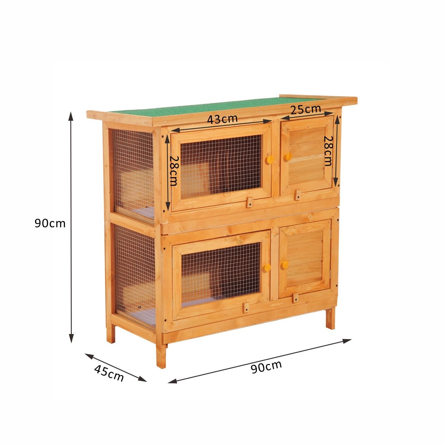 90cm 2 Tiers Rabbit Hutch Wooden Pet Cage W/ Run Bunny House-0