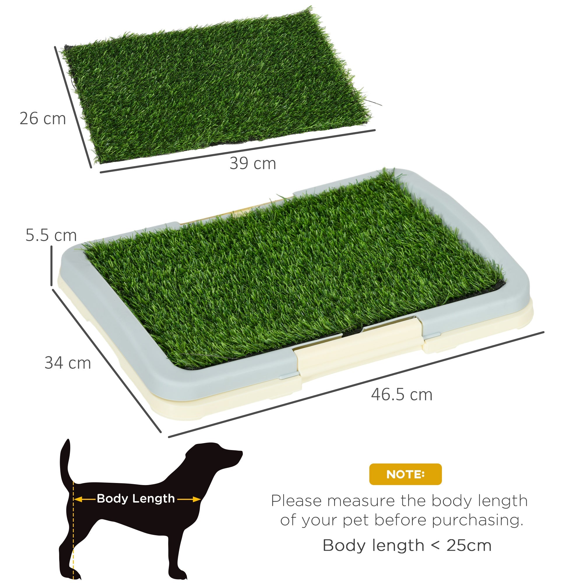 Puppy Training Pad Indoor Portable Puppy Pee Pad with Artificial Grass, Grid Panel, Tray, 46.5 x 34cm-2