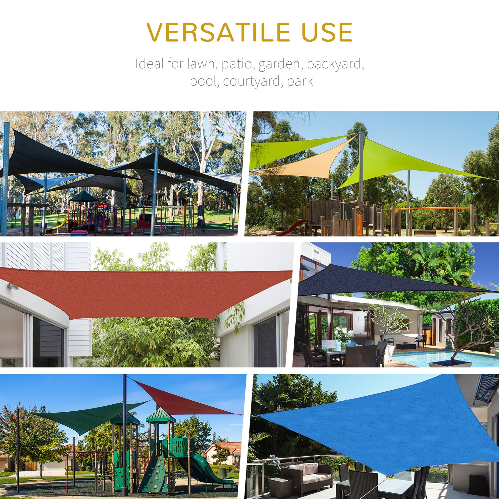 5x5m Triangle Sun Shade Sail Outdoor UV Protection Canopy w/ Steel Rings Ropes UV Block Outdoor Patio Shelter Grey-4