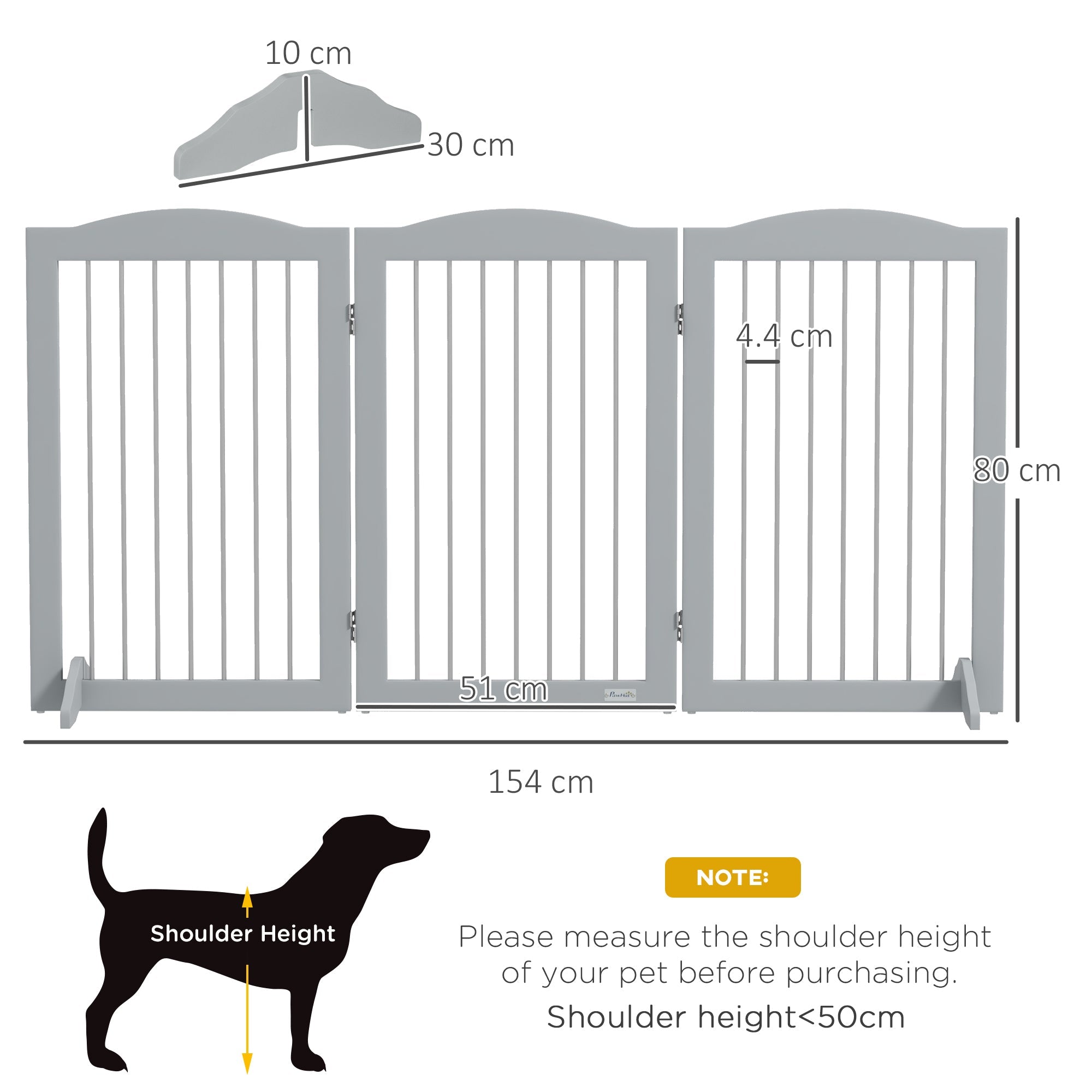 Foldable Dog Gate, Freestanding Pet Gate, with Two Support Feet, for Staircases, Hallways, Doorways - Grey-2