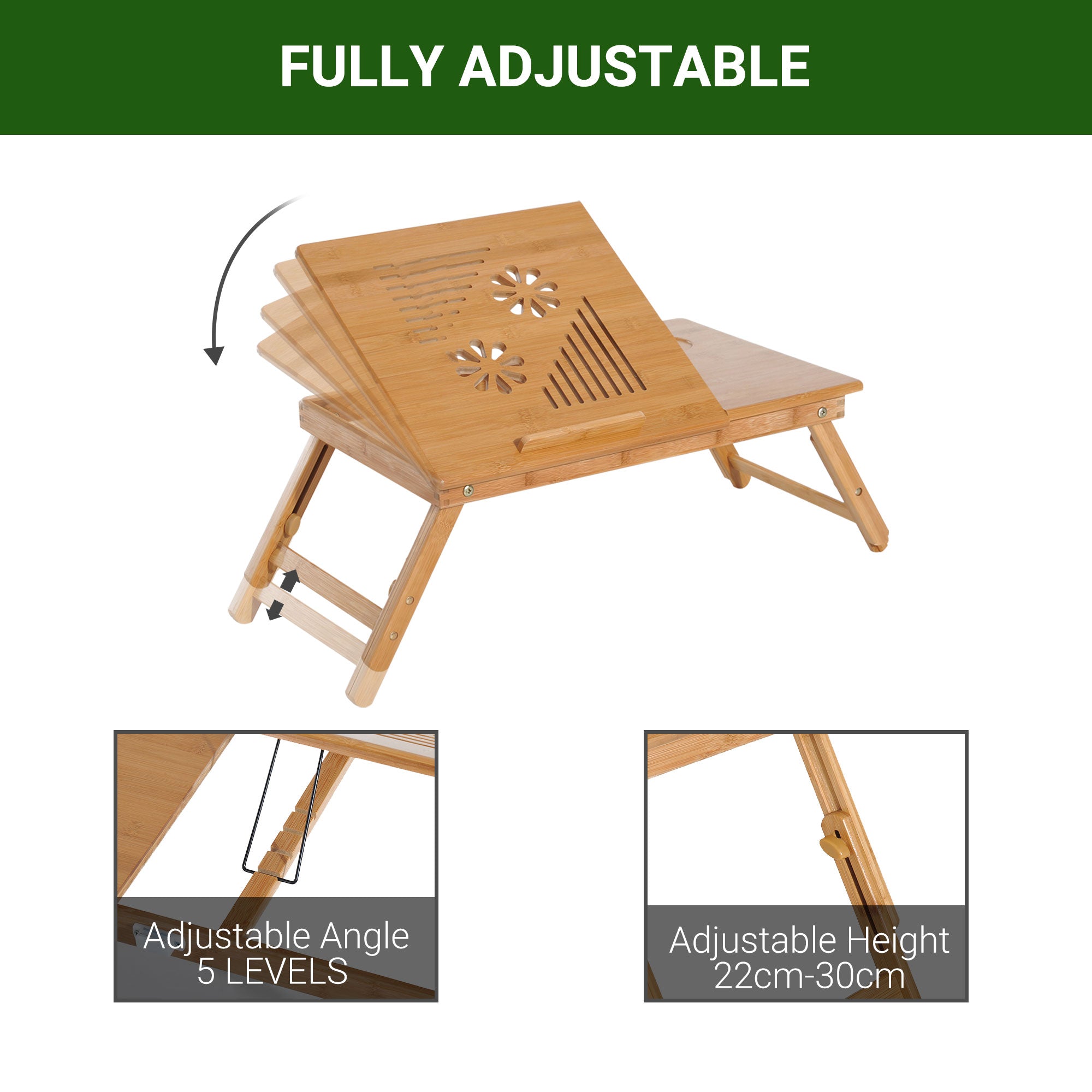 Foldable Laptop Desk Portable Bamboo Laptop Desk with Drawer-3