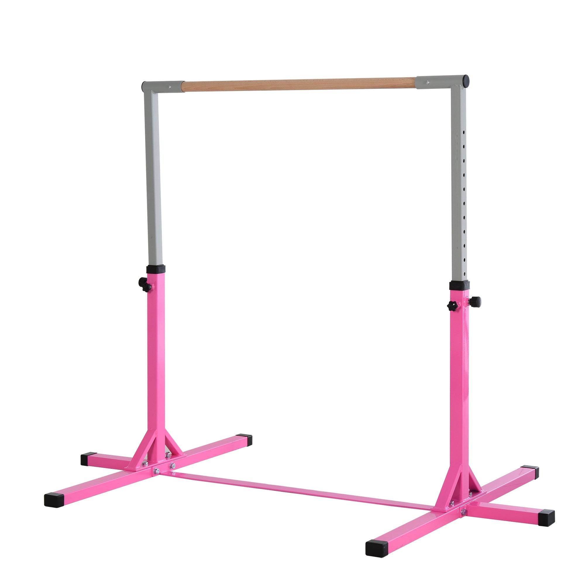 Steel Frame Adjustable Horizonal Gymnastics Bar for Kids Pink-0