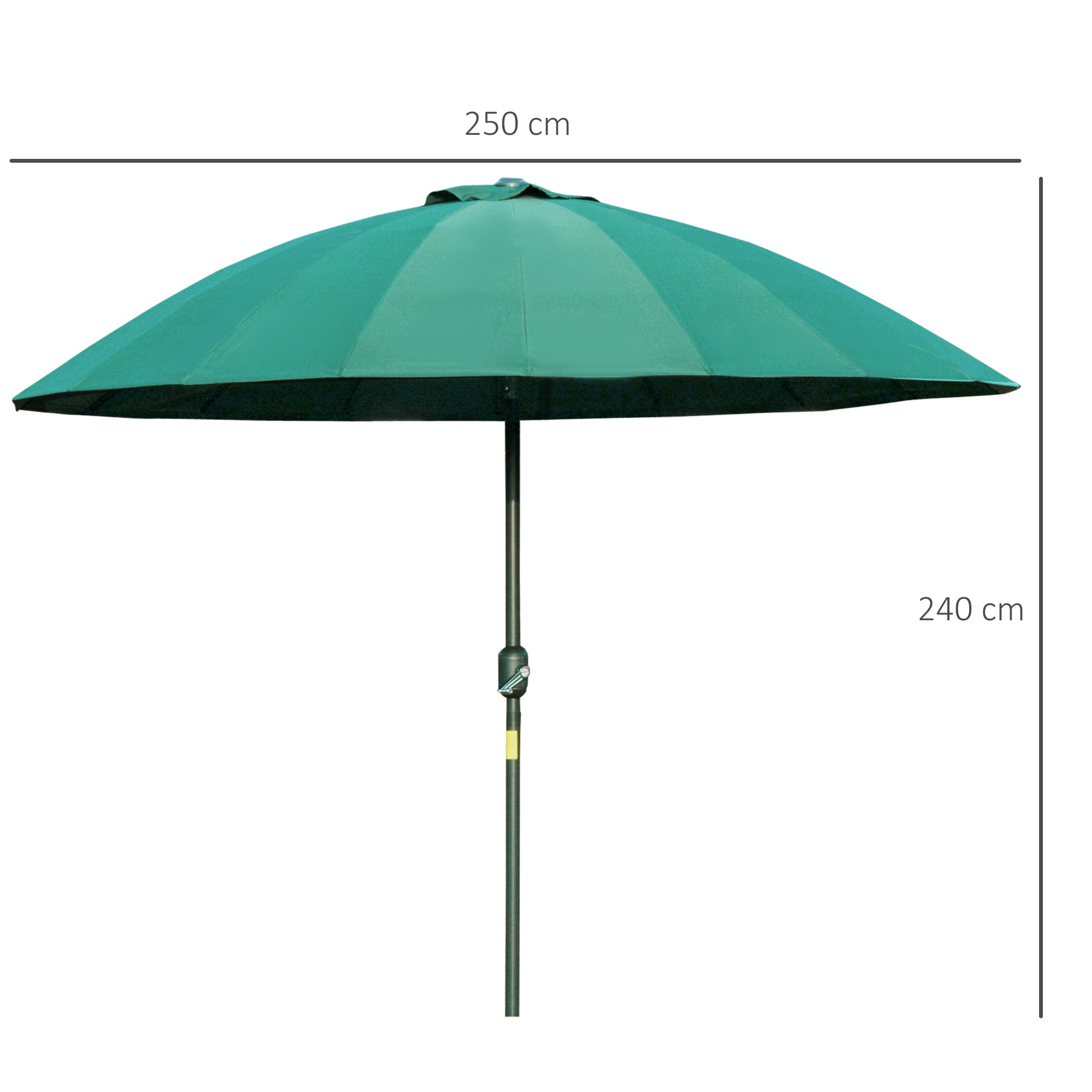 Ф255cm Patio Parasol Umbrella Outdoor Market Table Parasol with Push Button Tilt Crank and Sturdy Ribs for Garden Lawn Backyard Pool Green-2