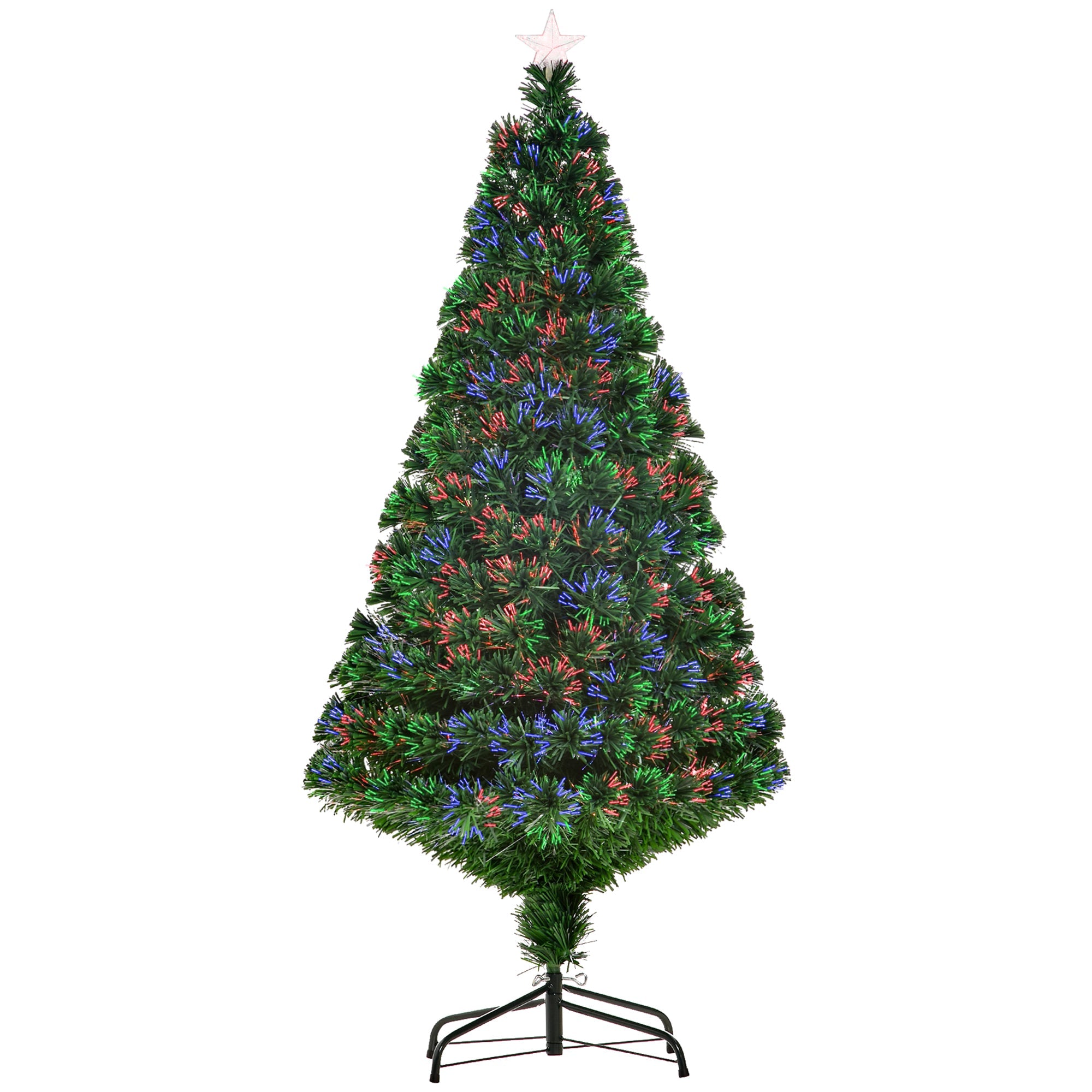 5FT Green Fiber Optic Xmas Tree Pre-Lit Fibre Optic Artificial Christmas Tree Multi-Colour-1