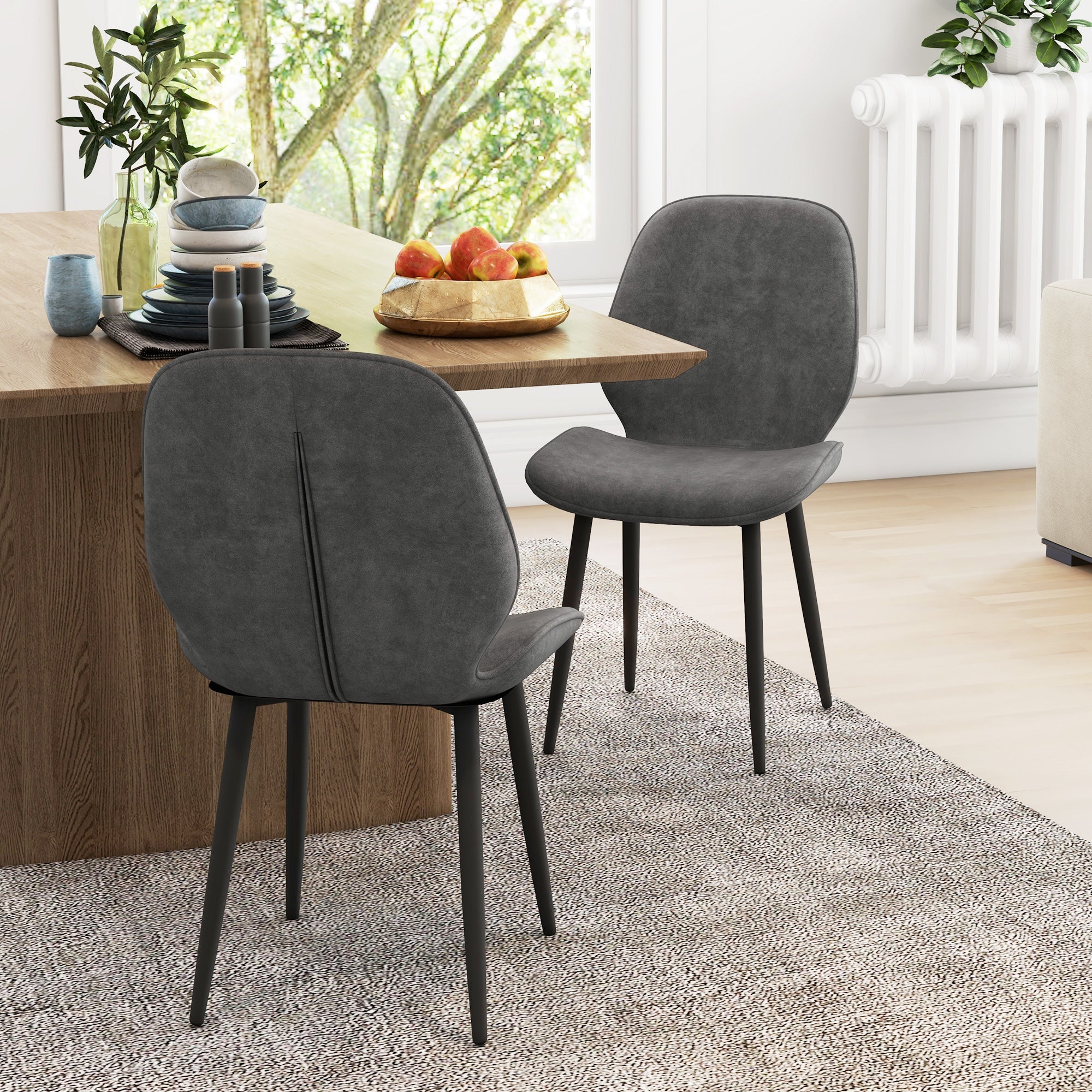Velvet Dining Chairs, Set of 2 Dining Room Chairs with Metal Legs for Living Room, Dining Room, Grey-1
