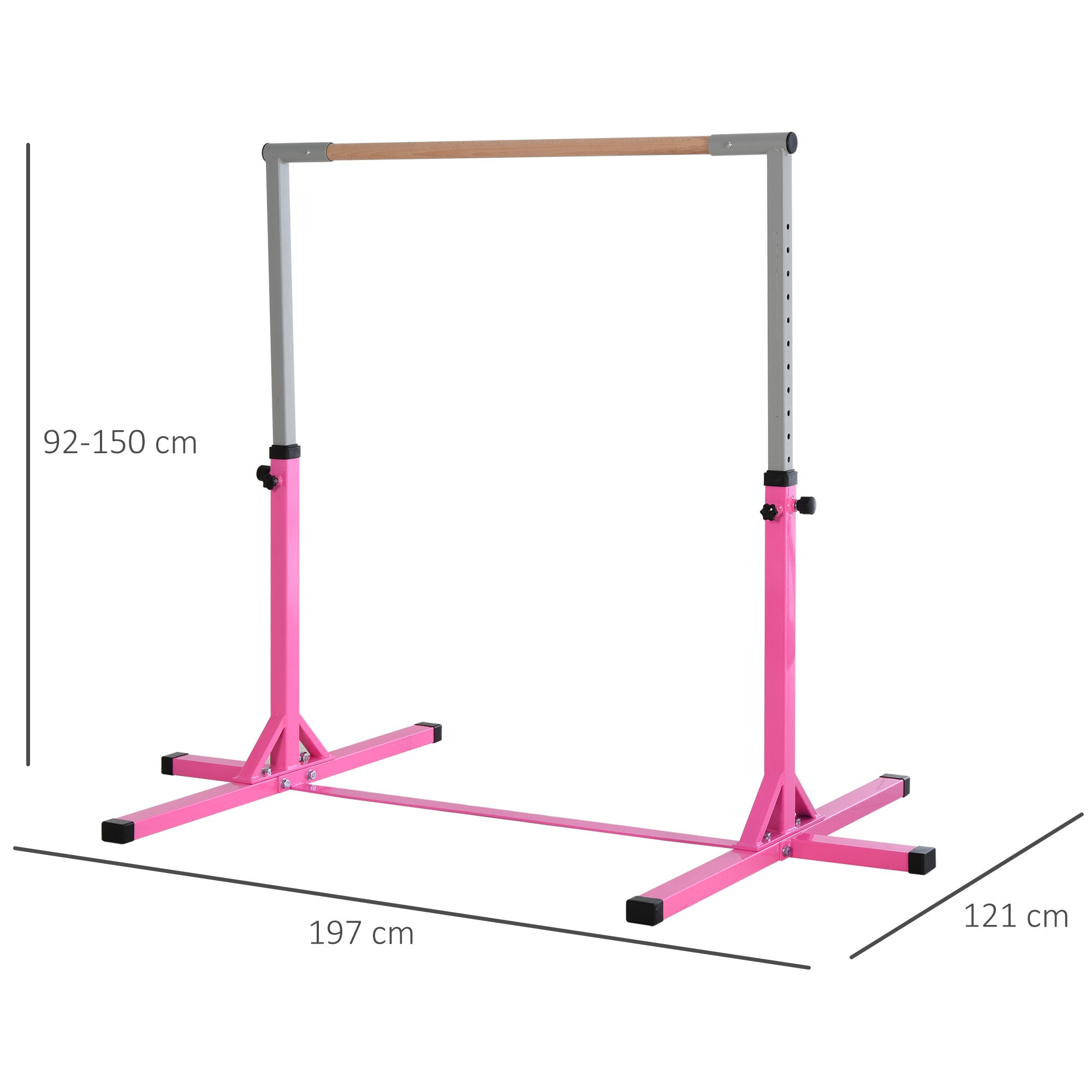 Steel Frame Adjustable Horizonal Gymnastics Bar for Kids Pink-2