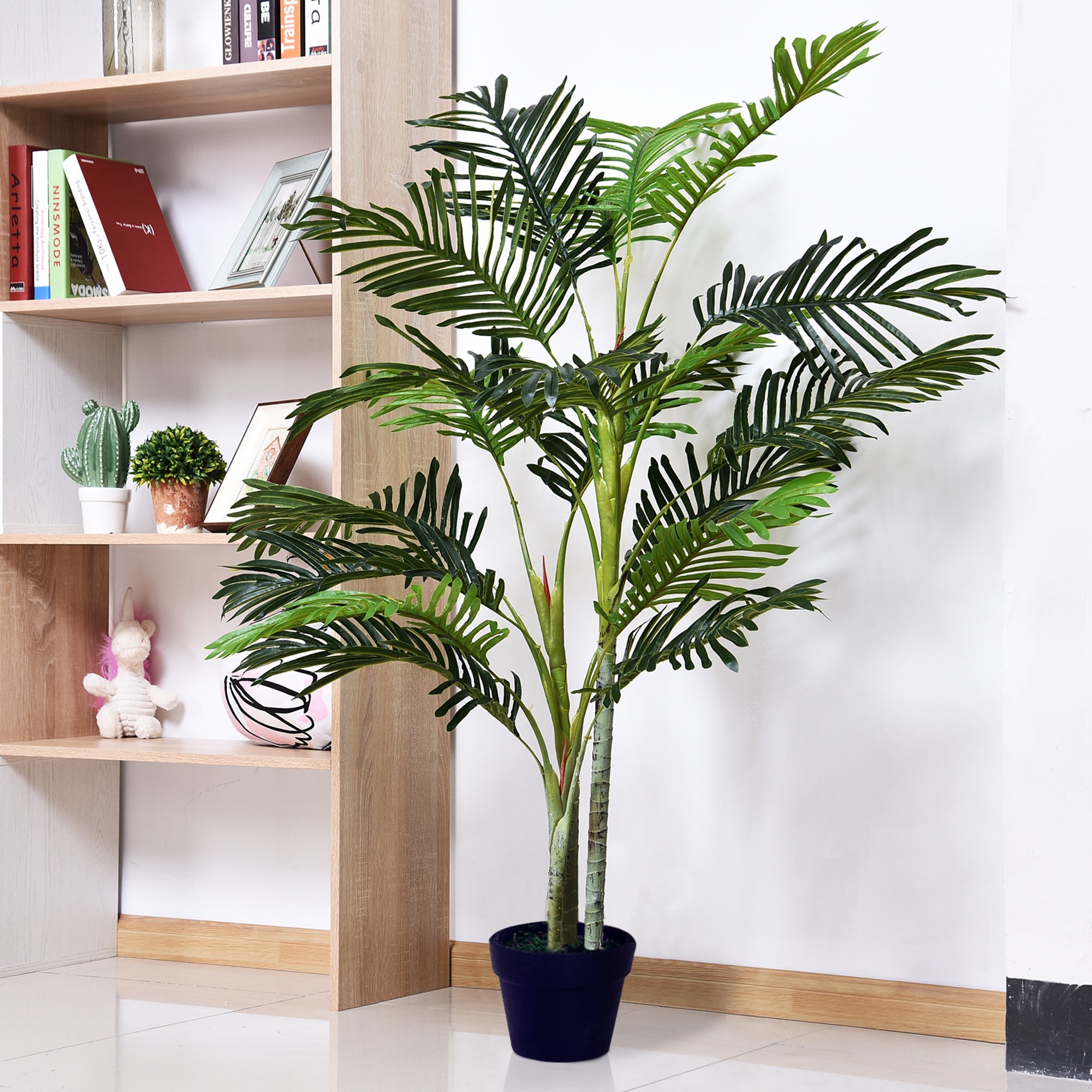 150cm(5ft) Artificial Palm Tree Decorative Indoor Faux Green Plant w/Leaves Home Décor Tropical Potted Home Office-1