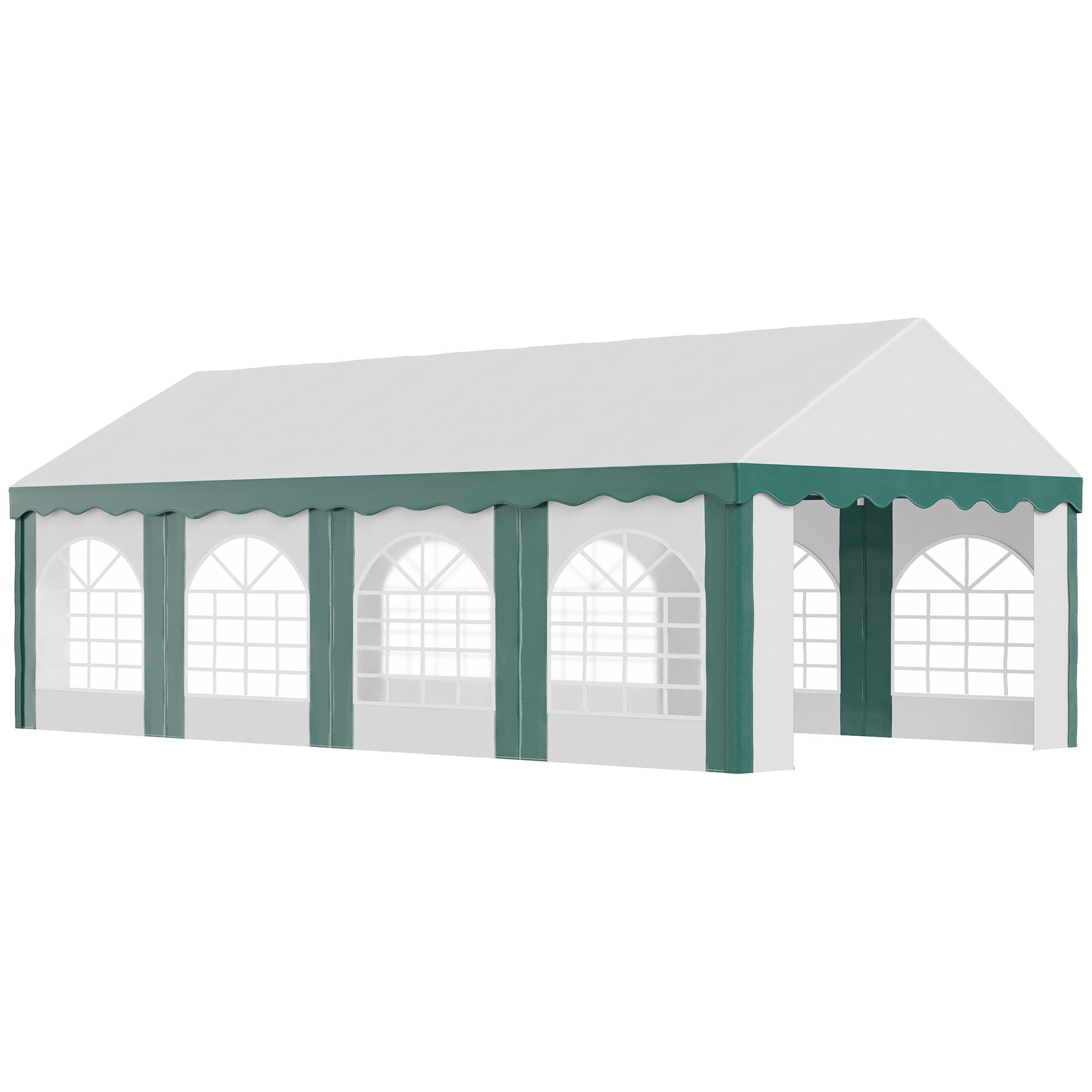 8 x 4m Garden Gazebo with Sides, Galvanised Marquee Party Tent with Eight Windows and Double Doors, for Parties, Wedding and Events-0