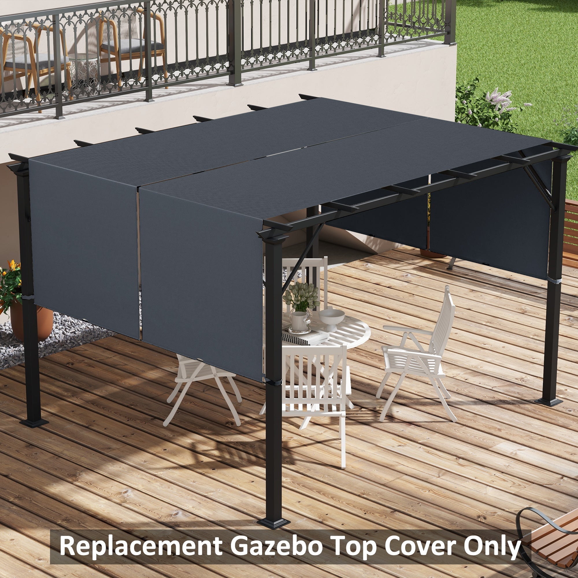 2 Pcs UV Protection Pergola Replacement Canopy, Pergola Shade Cover, Easy to Install, for 3 x 3(m) Pergola, Dark Grey-1