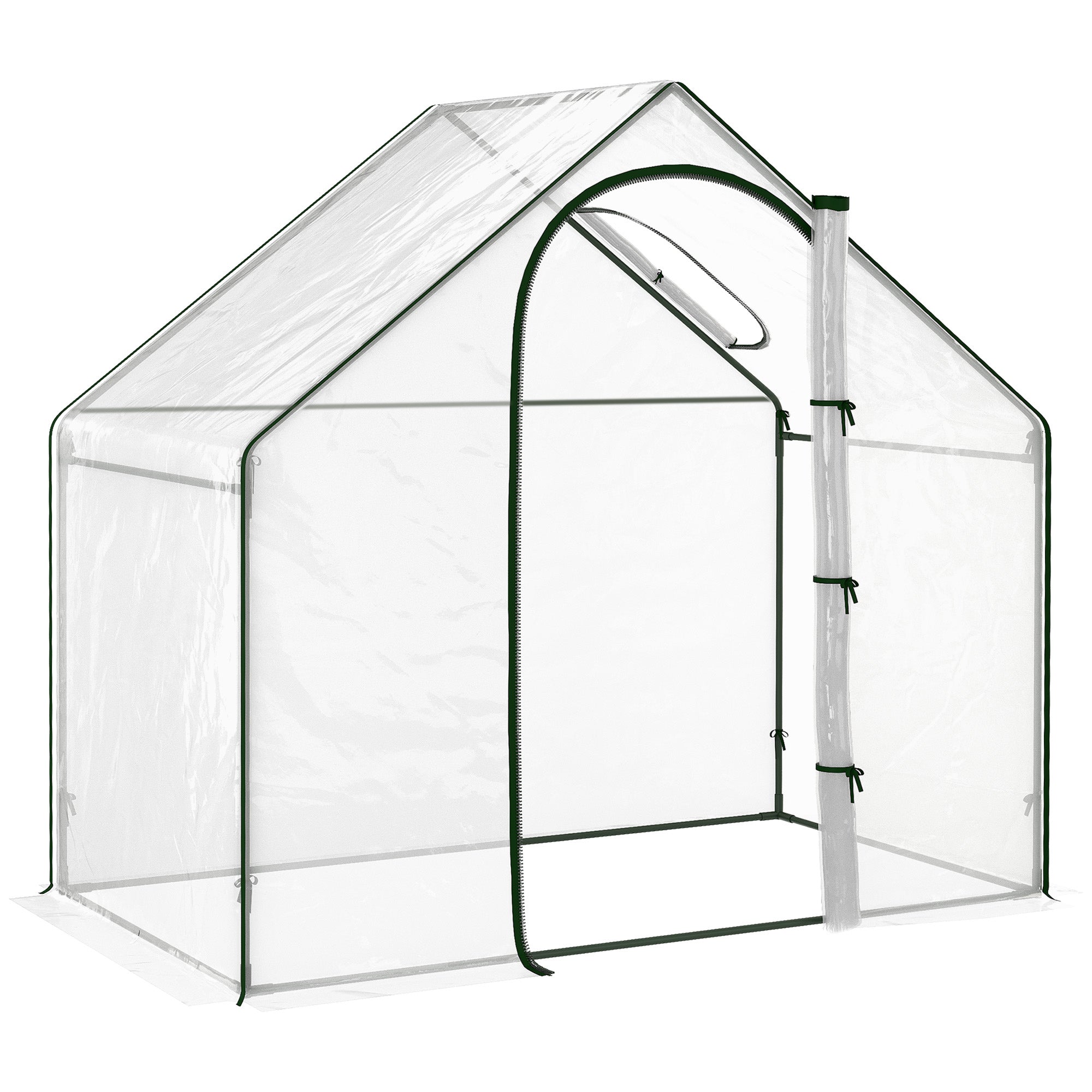 Walk In PVC Greenhouse Garden Outdoor Flower Planter Steel Frame w/ Zipped Door & Window 180 x 100 x 168CM White-0