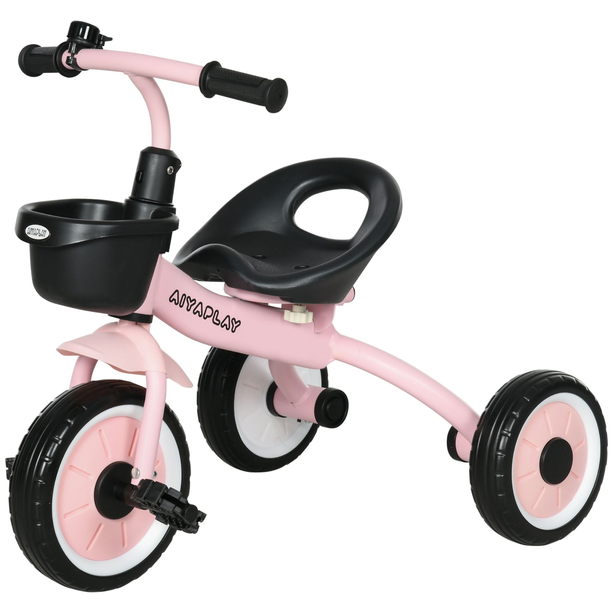 Kids Trike, Tricycle, with Adjustable Seat, Basket, Bell, for Ages 2-5 Years - Pink-0