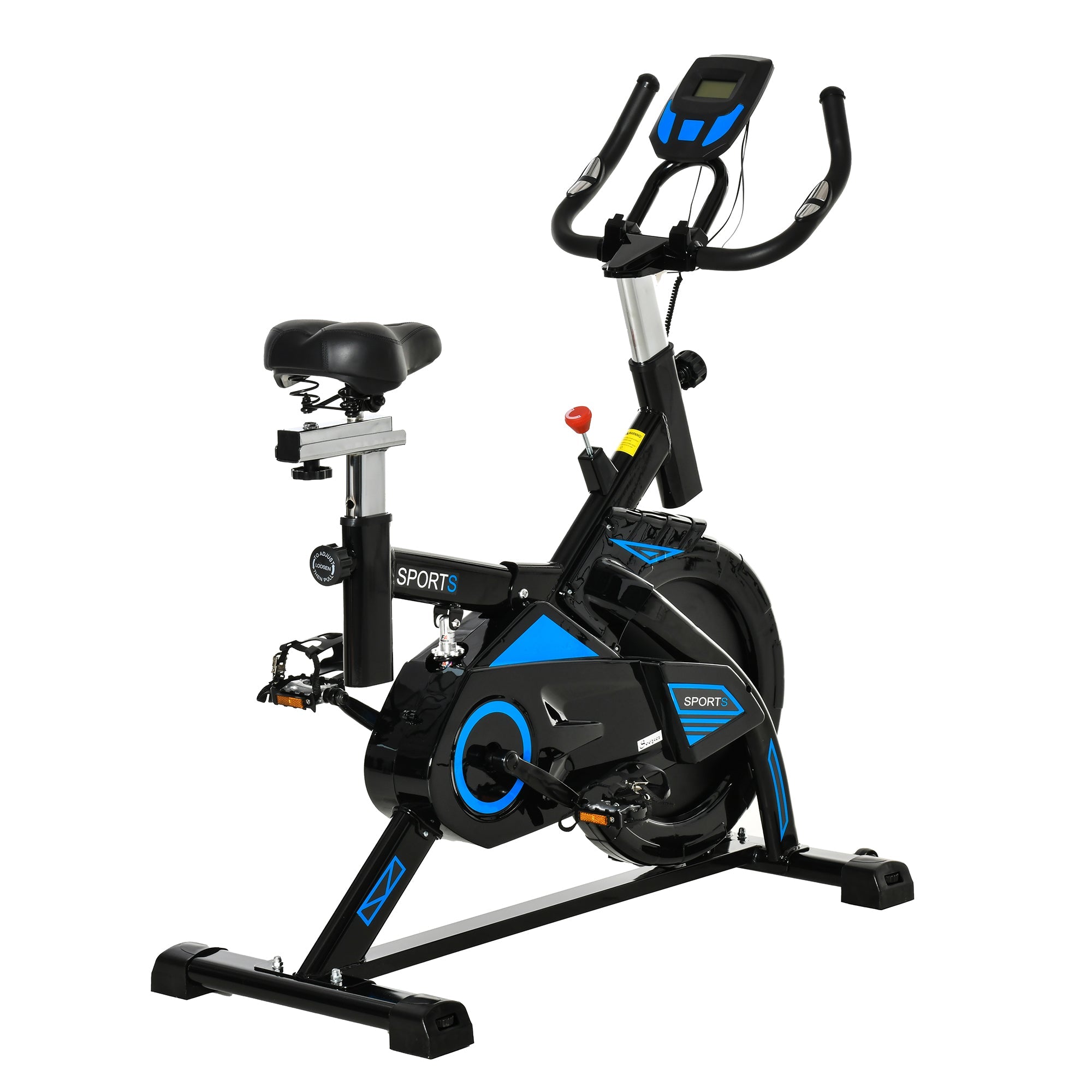 Stationary Exercise Bike w/ iPad Holder, LCD Monitor, Comfortable Seat, Indoor Cycling Training Bike, 13KG Flywheel, Home Office, Black-0