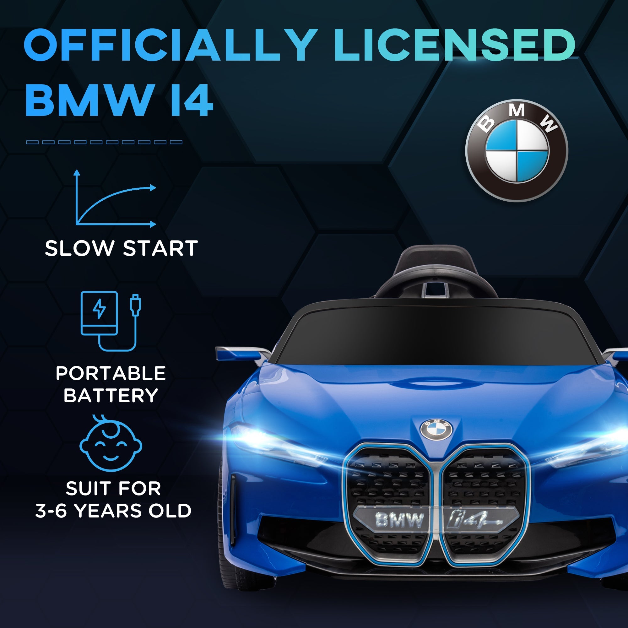 BMW i4 Licensed 12V Kids Electric Ride-On Car-3