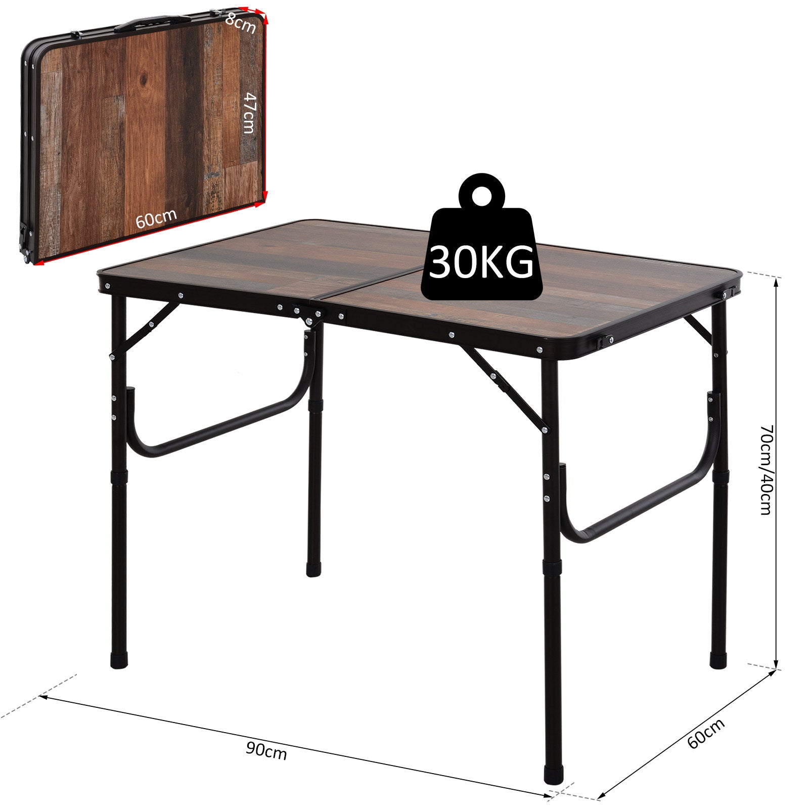 3ft Height Adjustable MDF Folding Camping Table-2