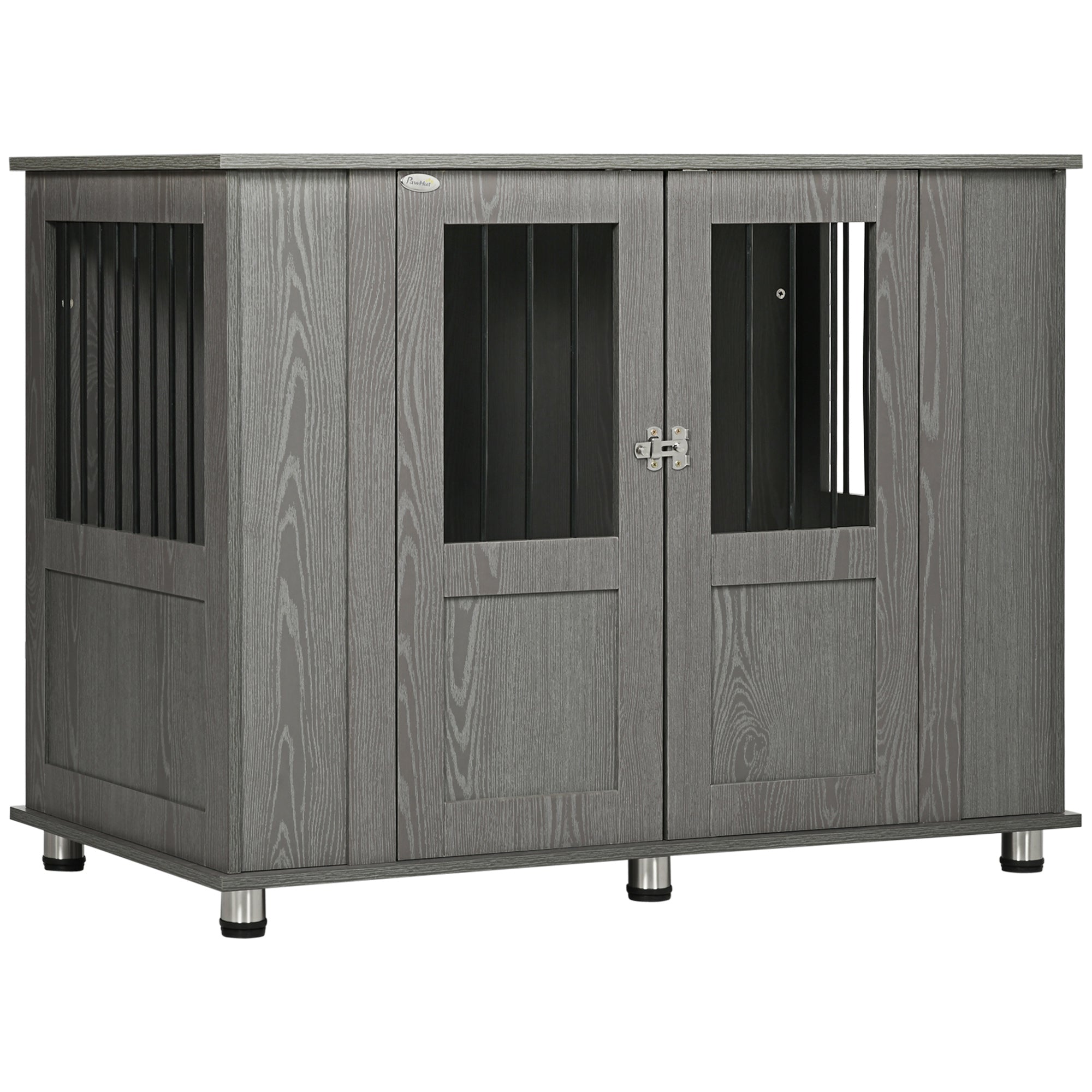 Dog Crate Furniture End Table, Pet Kennel for Extra Large Dogs with Magnetic Door Indoor Animal Cage, Grey, 116 x 60 x 87 cm-0