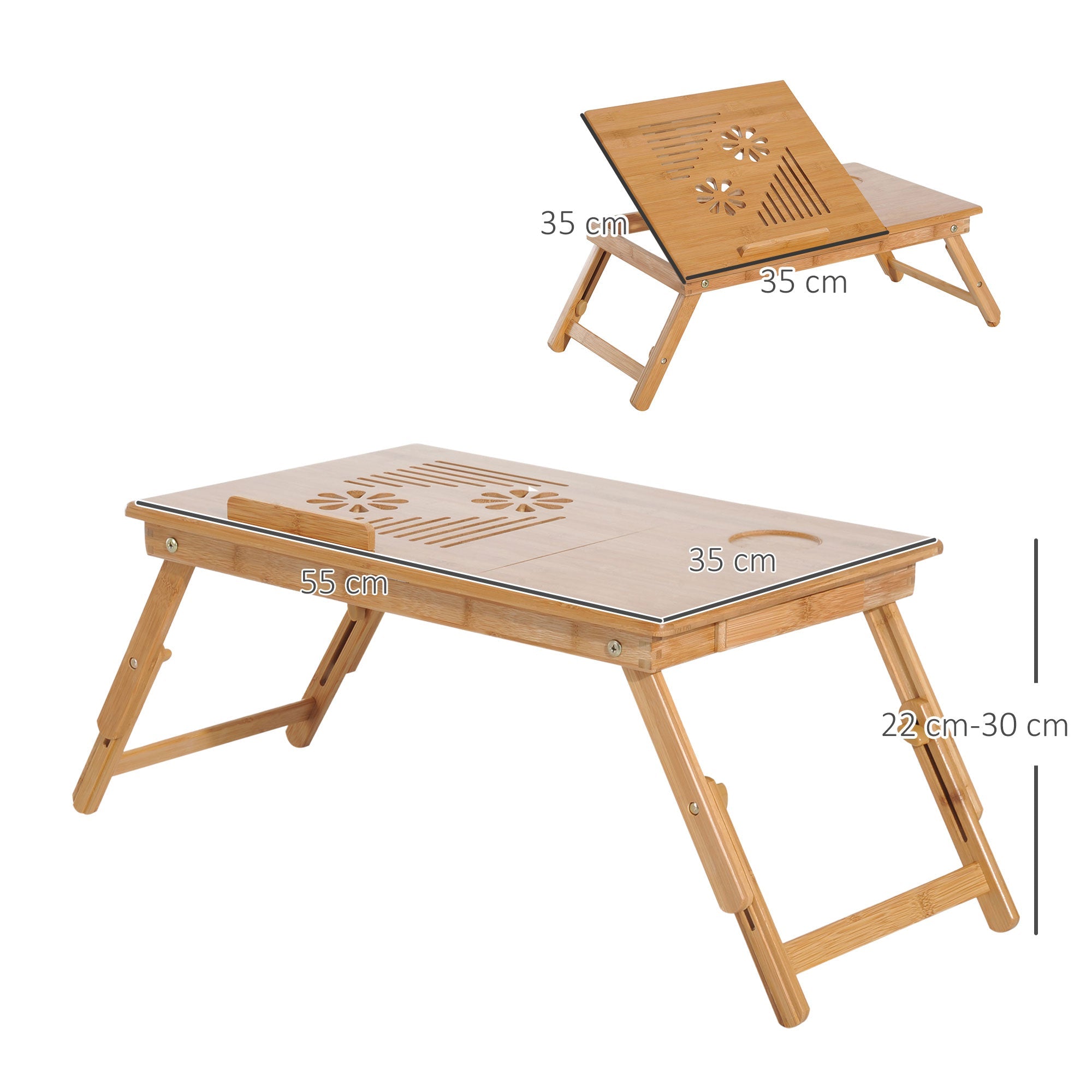 Foldable Laptop Desk Portable Bamboo Laptop Desk with Drawer-2