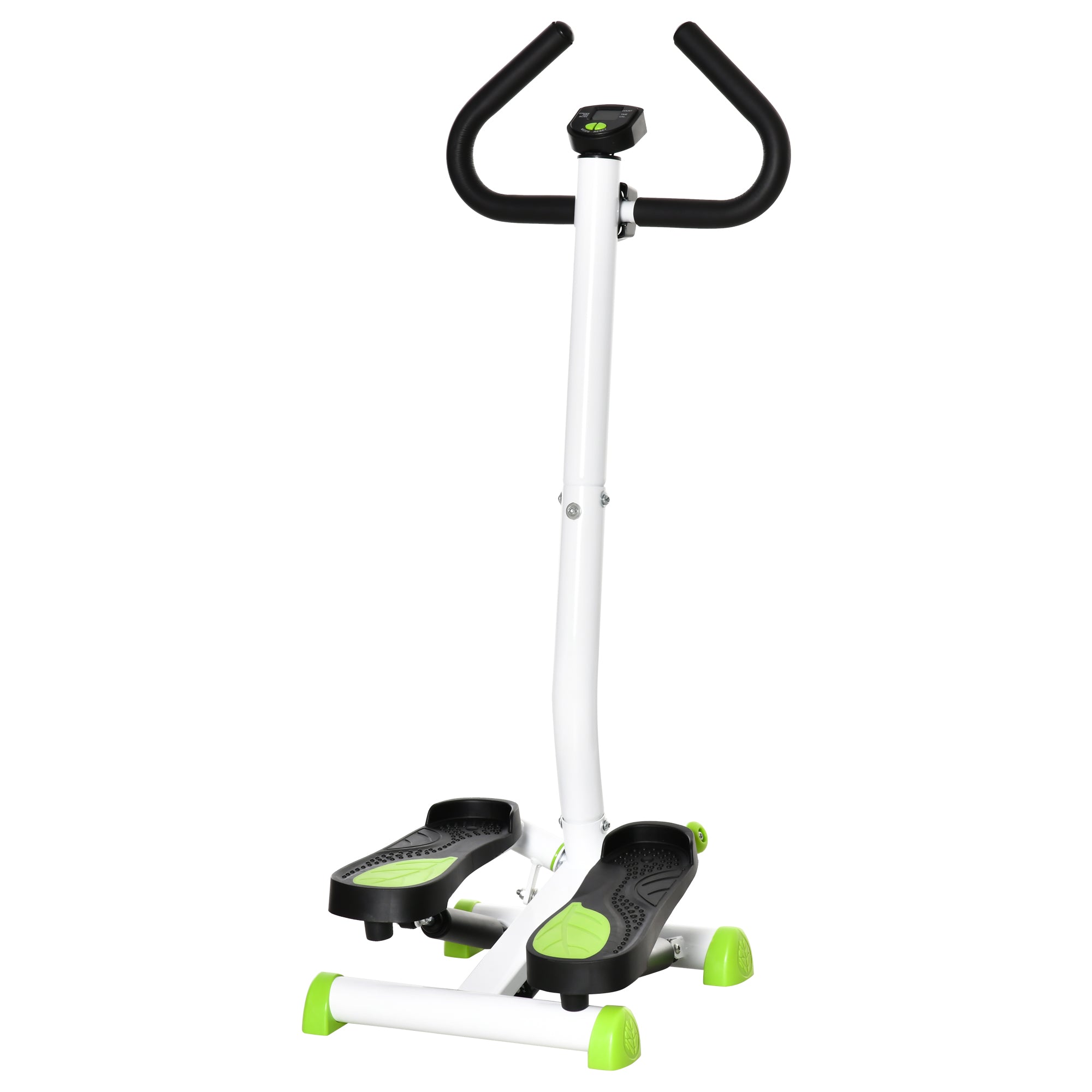 Adjustable Stepper Aerobic Ab Exercise Fitness Workout Machine with LCD Screen & Handlebars, White-1