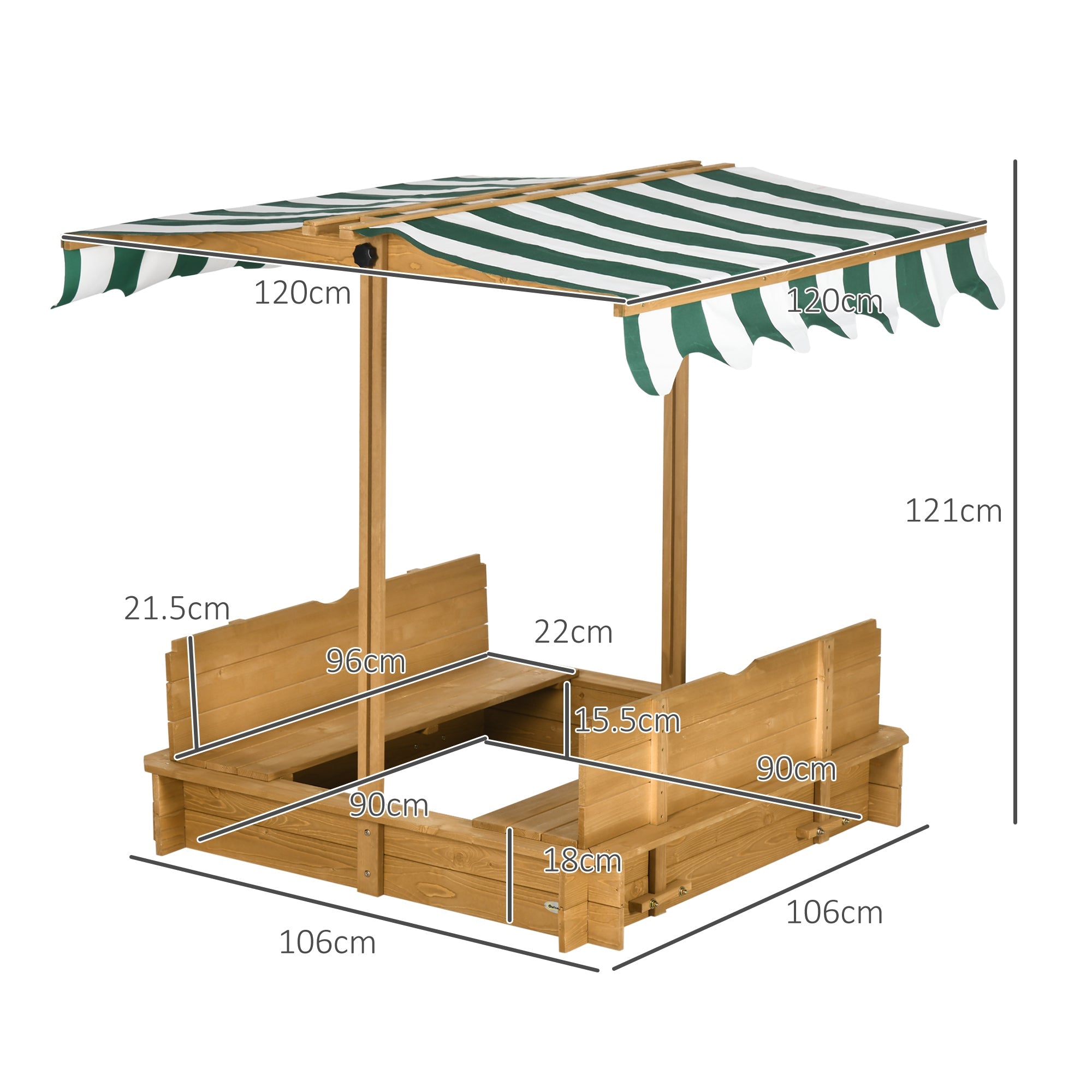 Wooden Sandpit with Adjustable Canopy Light Brown-2