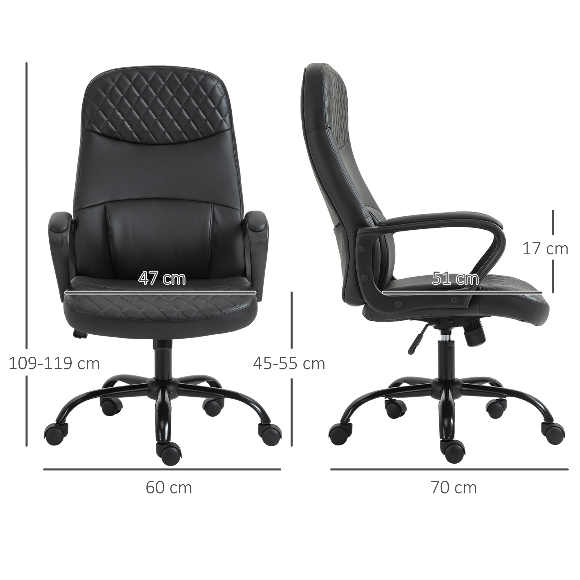 High Back Massage Office Chair with Armrest PU Leather Vibration Executive Chair with Adjustable Height and Built-in Lumbar Support Black-2