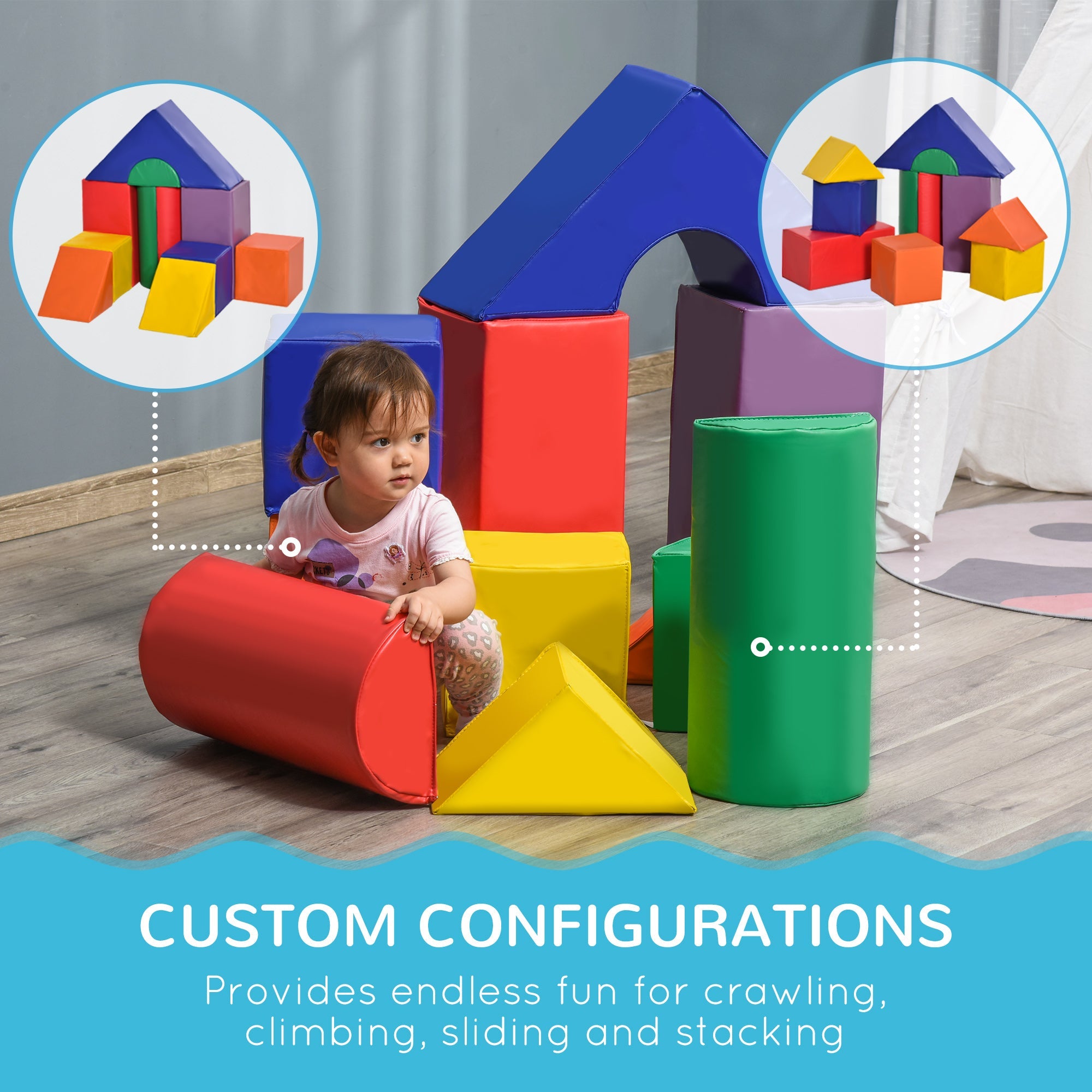 11 Piece Soft Play Blocks Kids Climb and Crawl Gym Toy Foam Building and Stacking Blocks Non-Toxic Learning Play Set Activity Toy Brick-4