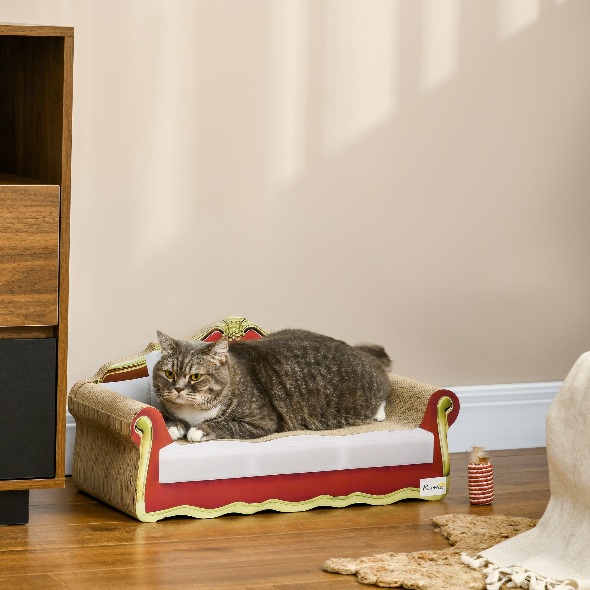 Cat Cardboard Scratcher, Lounge Sofa Bed with Catnip, 58 x 29.5 x 29cm-1
