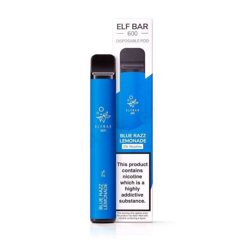 Elf Bar 2% Nicotine Disposable Vape 600 Puffs - Blue Razz  Lemonade