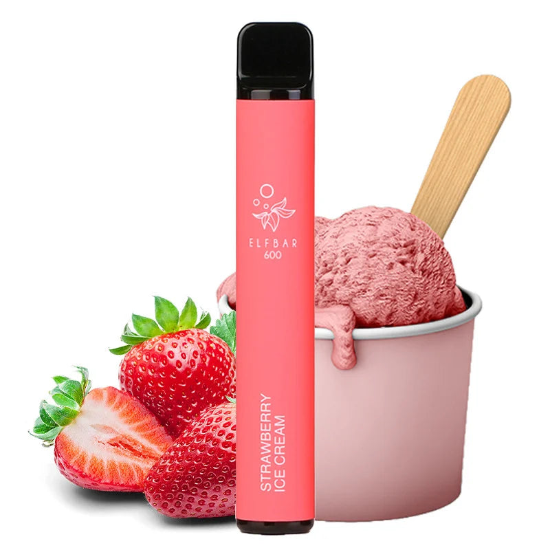 Elf bar 2% Nicotine Disposable 600 Puffs Vape - Strawberry Ice Cream